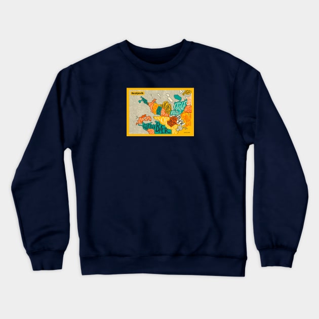 Reykjavík Map Crewneck Sweatshirt by Loopyful